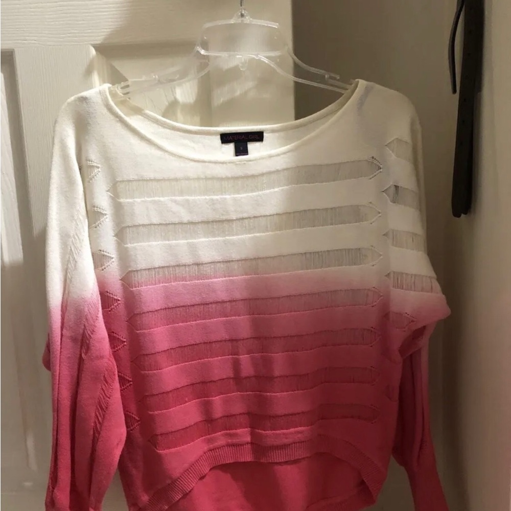 Material girl pink and white women sweater Size Small